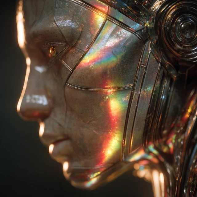Cyberpunk Glass Head Hyperrealistic Portrait