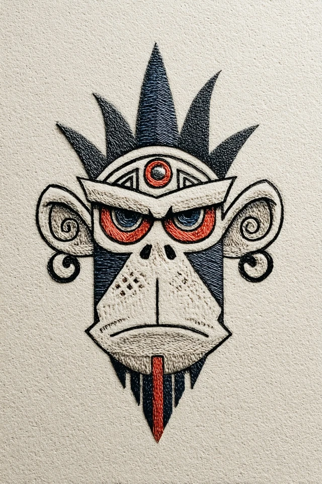 Embroidery Desert Monkey Dude Art Design