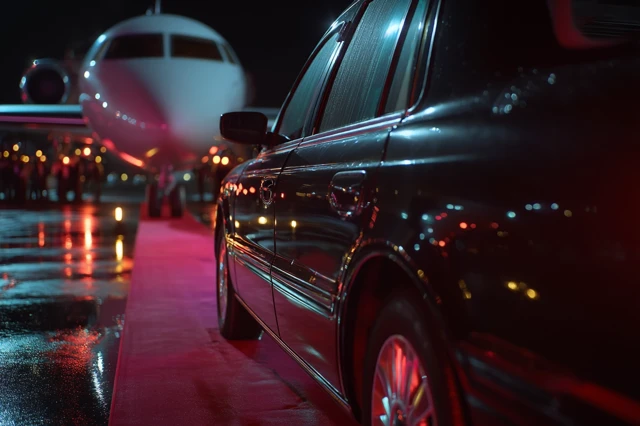 London Taxi Cab at Airport Night Scene Ultra Realistic
