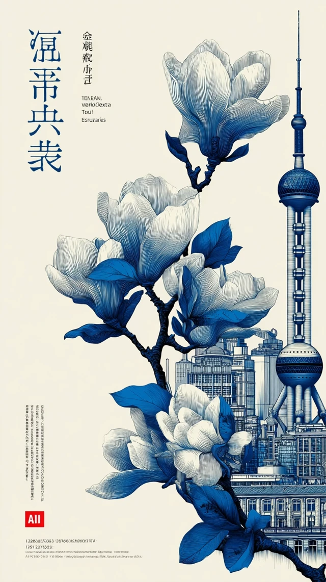 Shanghai Oriental Pearl Tower Magnolia Art
