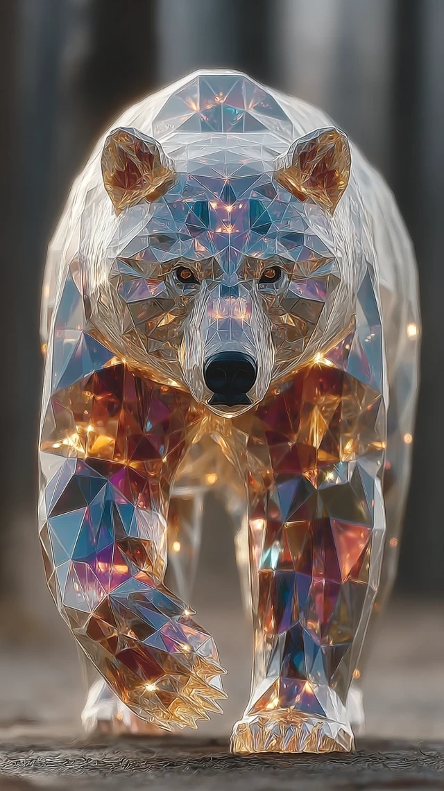 Diamond Gemstone Bear Photorealistic Art