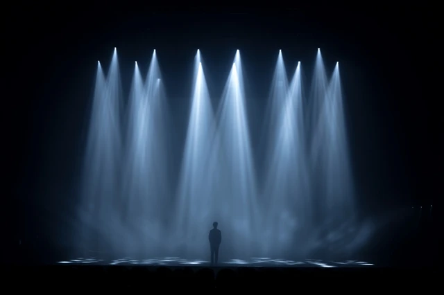 Stage Spotlight A Person Illuminated by Light Beams