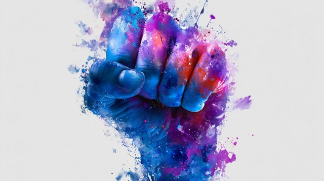 Watercolor Fist Blue Purple Art Painting