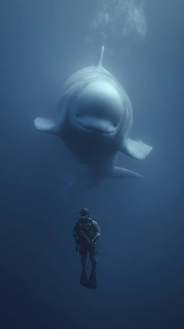 Giant Yangtze Finless Porpoise Underwater Portrait