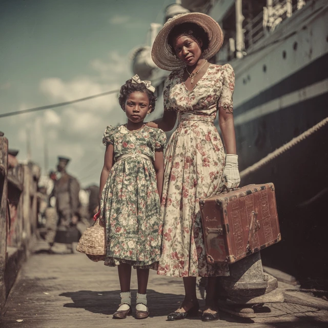 Windrush Day 1948 Mother and Daughter Arrival