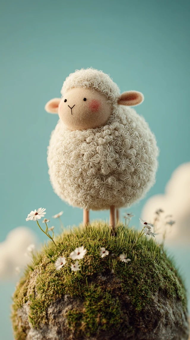 Cute Sheep Illustration Minimalist Psychedelic