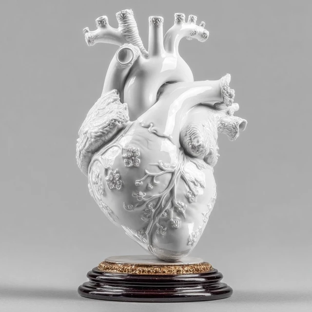 Monochromatic White Heart Sculpture