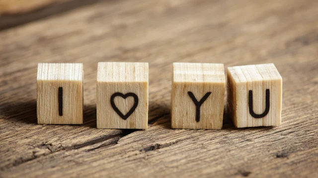 I Love You Wooden Blocks Romantic Flat Lay