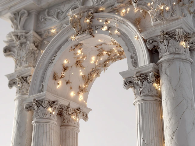 Fantasy Archway Neoclassical Columns Glowing Accents