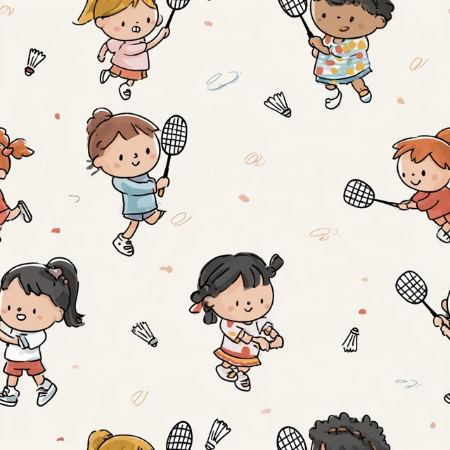 Girls Playing Badminton Cartoon Illustration