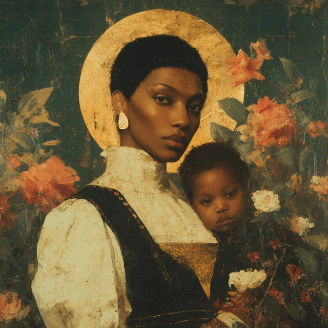 Black Mother and Child Renaissance Painting