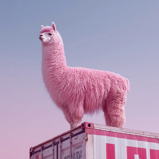 Pink Alpaca on Truck