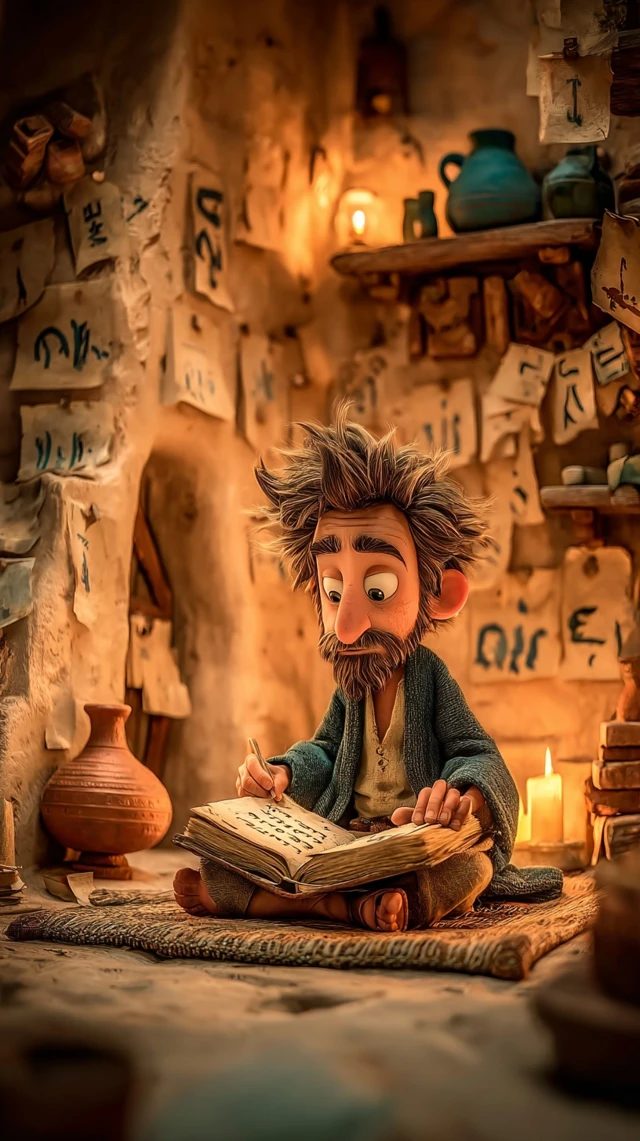 Pixar 3D Timothy Studying Scripture