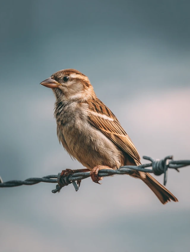 Bird on Barbed Wire: Realistic Photography