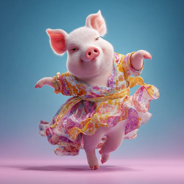 Dancing Pig Colorful Artwork