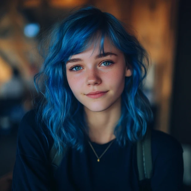Girl with Blue Hair Portrait