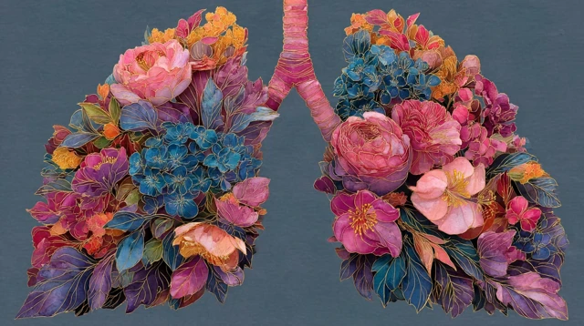 Floral Lungs Watercolor Art - Blooming Roses - Healing
