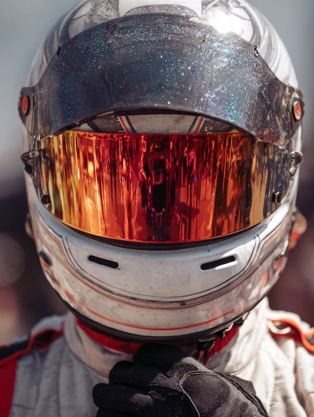 F1 Racing Helmet Reflection Closeup