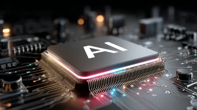AI Processor Chip Futuristic Cyberpunk Design