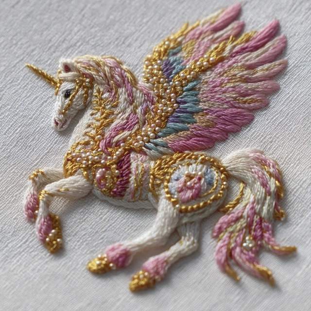 Pastel Pegasus Embroidery Art