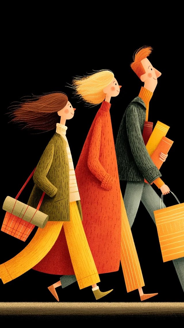 Shopping Illustration: People with Cart