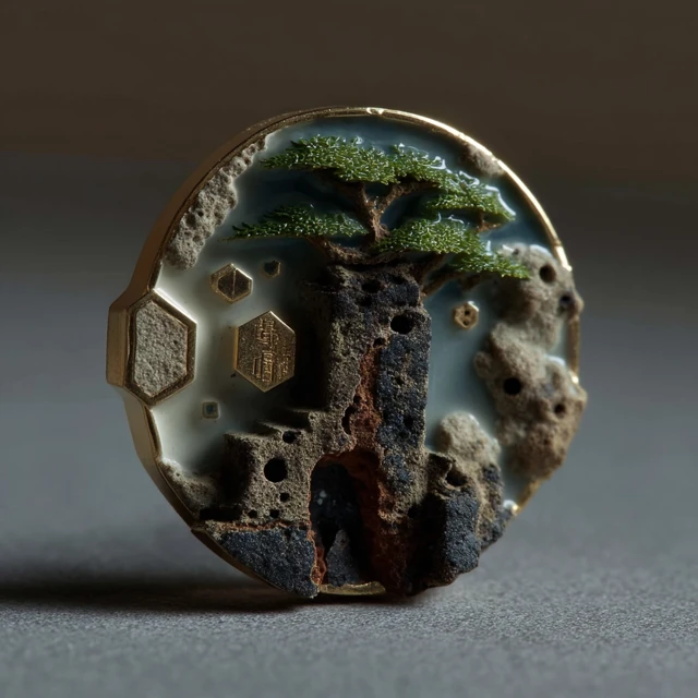Enamel Pin Ancient Kiln Tree Chinese Design