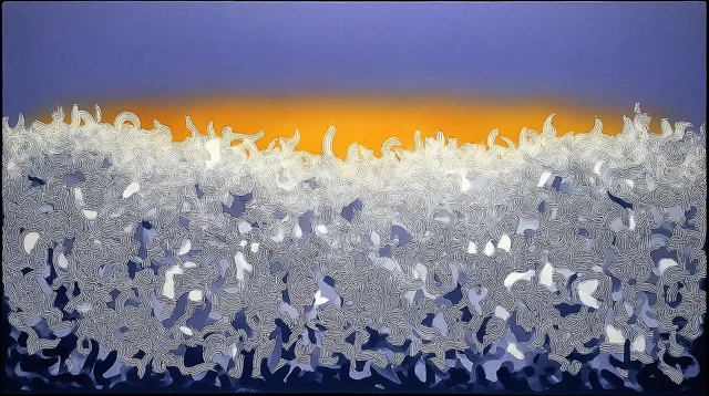 Abstract Oil Painting with Absurdist Characters