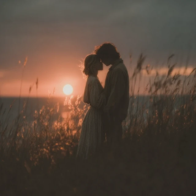 Romantic Sunset Silhouette Couple