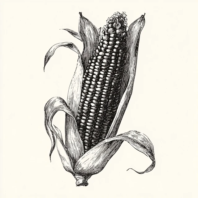 Vintage Corn Cob Engraving Monochrome Clipart