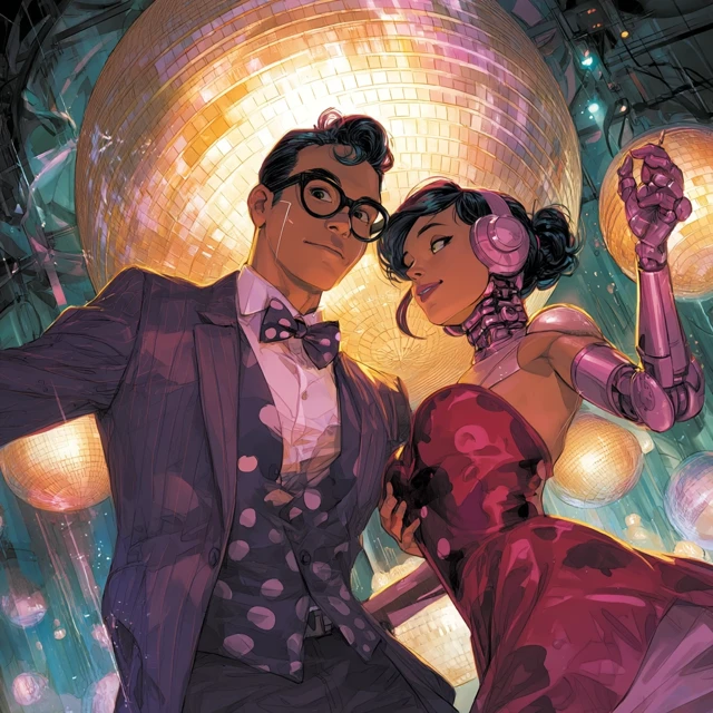 Retro Romance Man and Android Album Cover Art