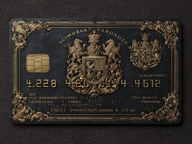 Luxury Black Metal Card with Gold Embossing Design