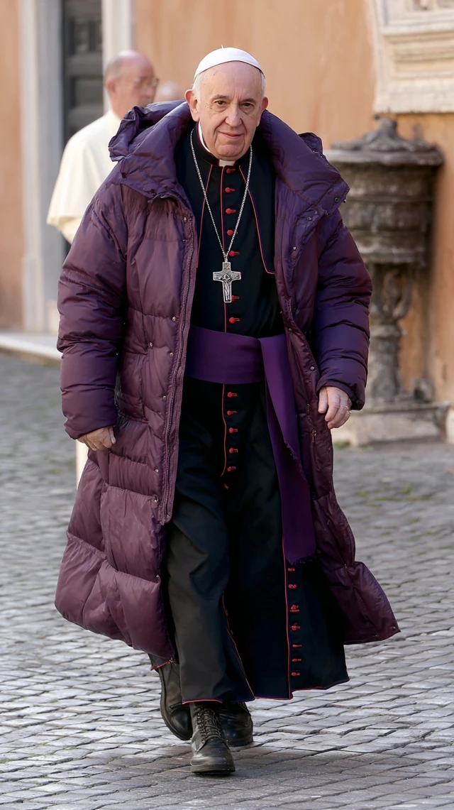 Pope in Balenciaga Puffer Coat Modern Art