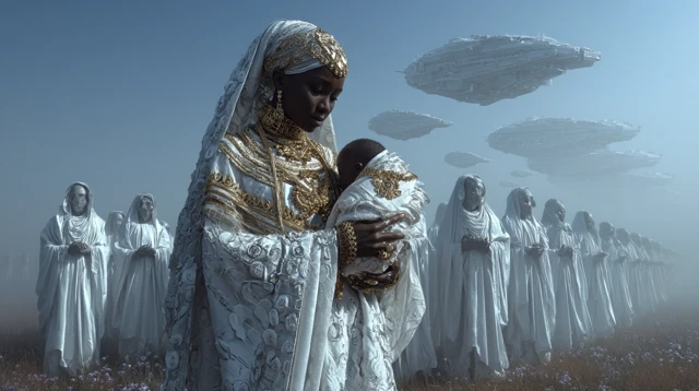 Ancient Mother and Child in Space