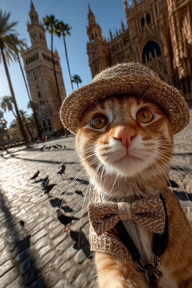 Stylish Cat Selfie Seville Cathedral Spain