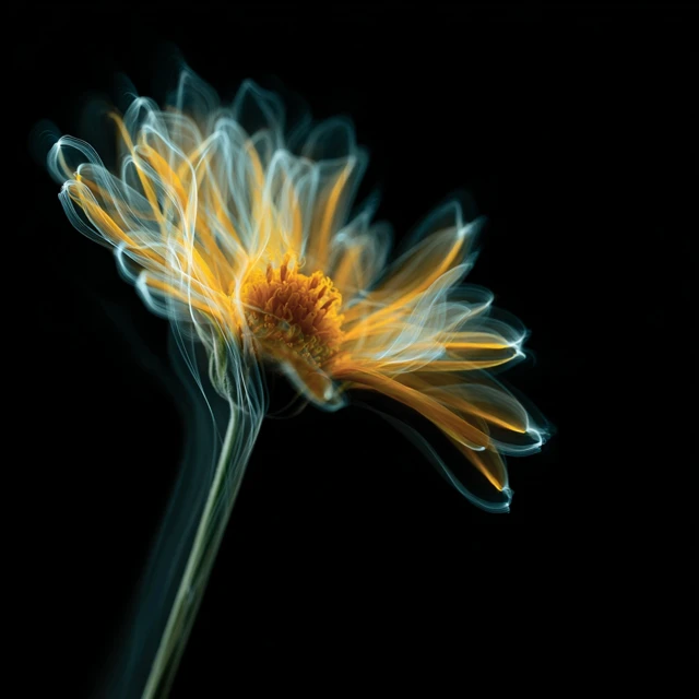 Daisy at Night Long Exposure Photo