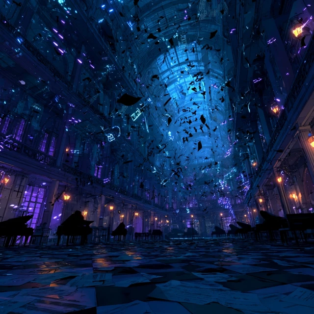 Cosmic Concert Hall Anime Style Surreal Architecture