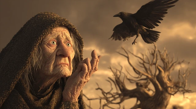 Irish Witch and Raven 3D Animation Ancient Ireland Scene