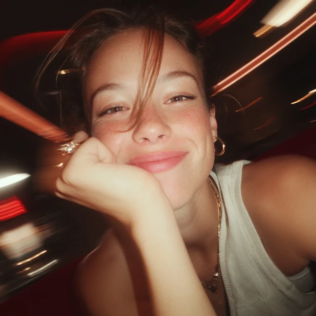 Intimate Selfie of a Beautiful Woman in a Nightclub