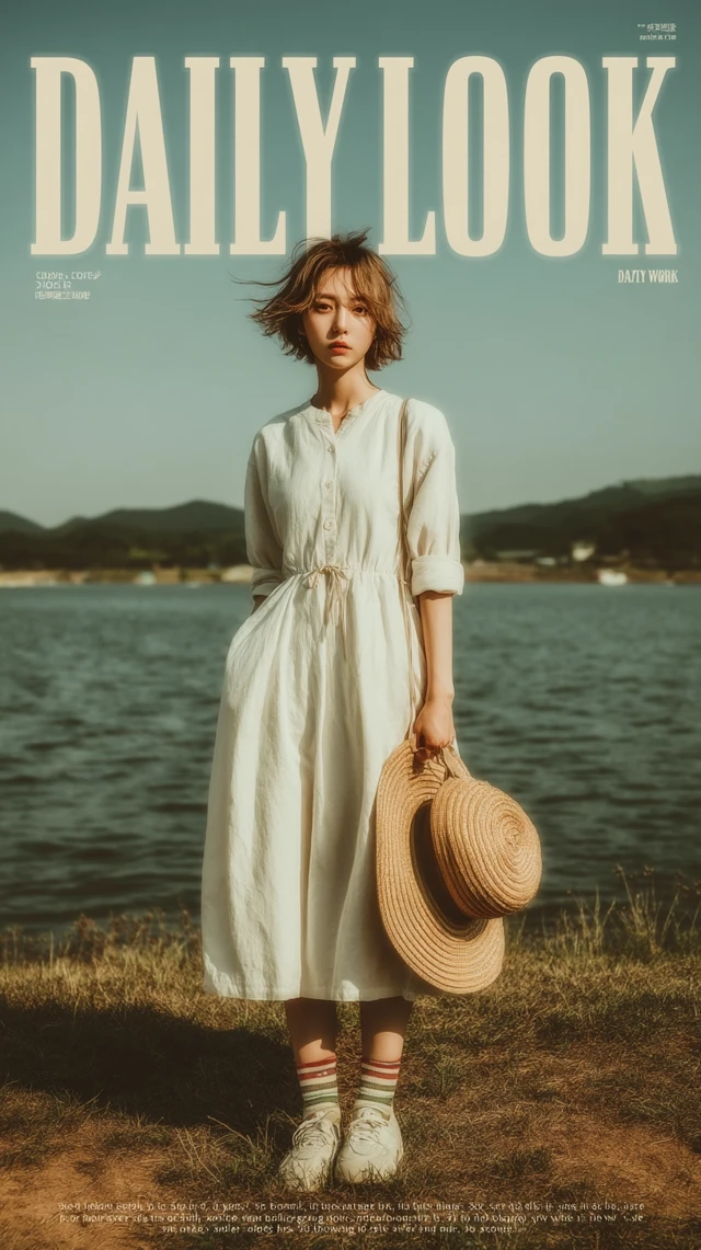 Korean Actress Style: Woman in White Dress by the Lake