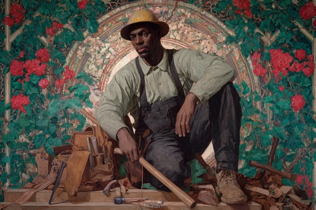 Black Carpenter Painting, National Romanticism