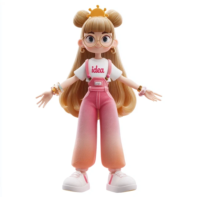 3D Blind Box Toy Girl with Glowing Bubbles and Idea Top