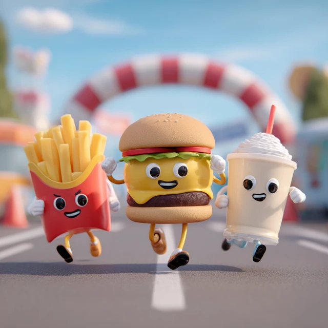 Food Race 3D Burger Fries Shake