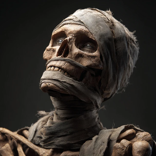 Mummified Skeleton Realistic Depiction of Suffering