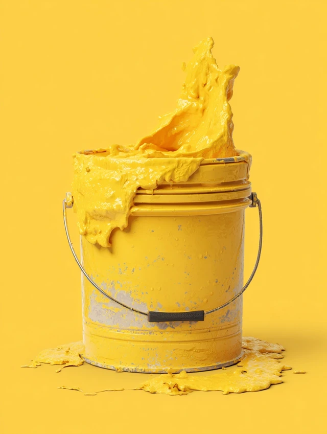 Yellow Paint Splatter Bucket HD Realistic Detail
