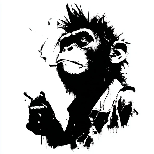 Gorillaz Style Monkey Stencil Art