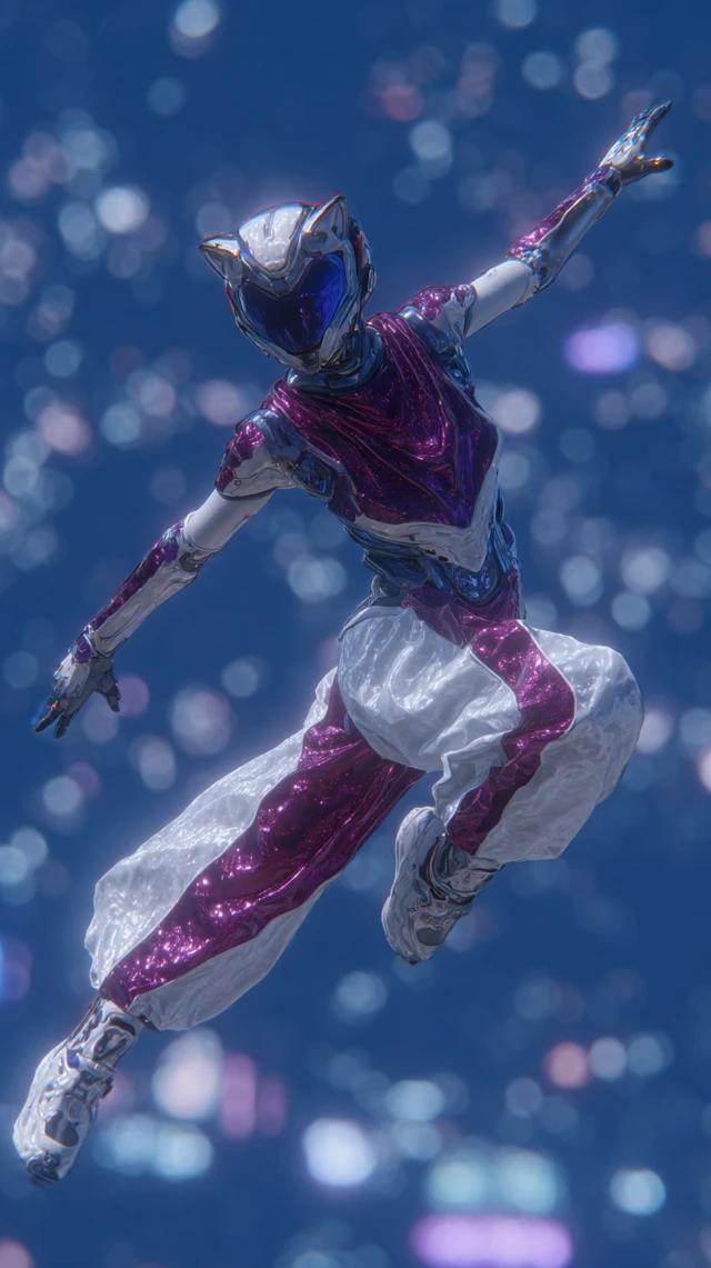 Futuristic AI Character Dynamic Pose Cyberpunk