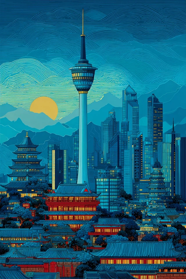 Chengdu Cityscape Art Modern Landmarks