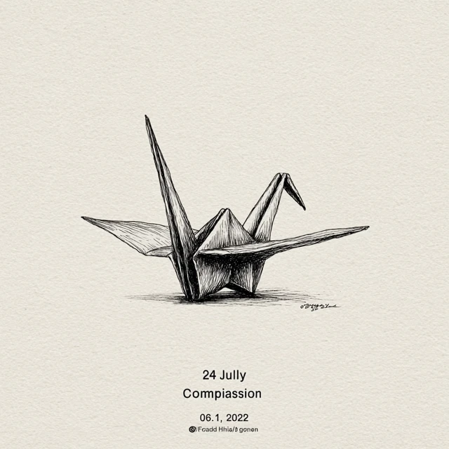 Origami Crane Ink Sketch Minimalist Art