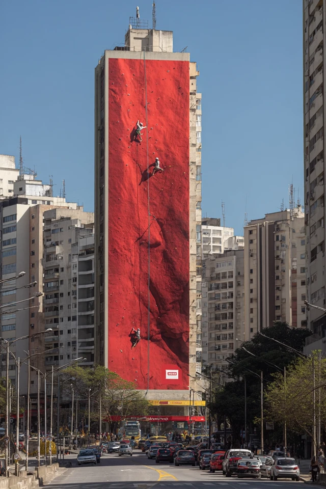 Urban Climbing Wall Rio de Janeiro Street Scene