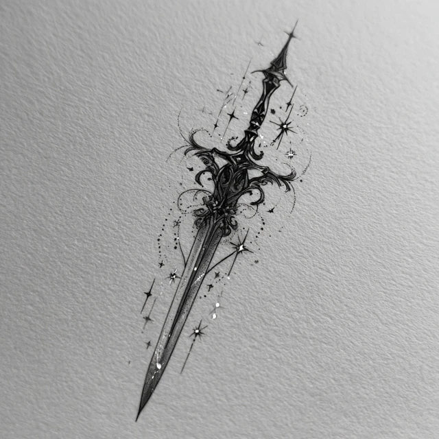 Ethereal Sword Tattoo Gothic Fairy Y2K Art